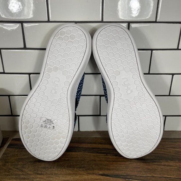 Ryka Nadine Womens Size 8 Shoes Navy Blue Stretch Cross Strap Wedge Slide Sandal - Picture 9 of 14